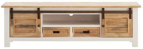 furniture-nabytek.cz - Masívny TV stolík Capera z borovice a MDF, lakovaný, biela/hnedá