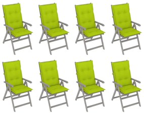 Záhradné sklápacie stoličky s podložkami 8 ks sivé akáciové drevo 3075167