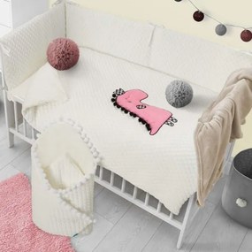 BELISIMA 5-dielne posteľné obliečky Belisima Dino 3D 90/120 smotanovo-ružové