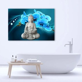 Obraz na plátně Modrá orchidej Buddha - 100x70 cm