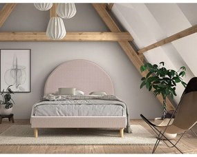 Ružová čalúnená jednolôžková posteľ s roštom 140x200 cm MOON – Vipack
