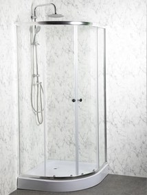 Novoterm Štvrťkruhový sprchovací kút NV-Leo 80x80 chróm/transparent + vanička