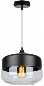 Závesné svietidlo Oslo 3, 1x čierne/transparentné sklenené tienidlo