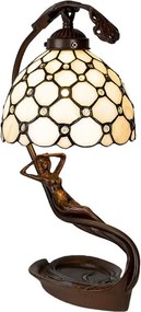 Krémová stolná lampa Tiffany Millie - 28 * 20 * 41 cm E14 / max 1 * 25W