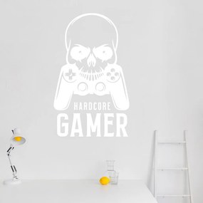 Veselá Stena Samolepka Hardcore Gamer Farba: bílá, Veľkosť: 80 x 49 cm