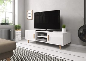 TV stolík Sweden II 140 cm biely mat/biely lesk