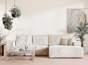 Krémovobiela ženilková rozkladacia/s úložným priestorom rohová pohovka (pravý roh/s leňoškou) Maze – Maison de Rêve