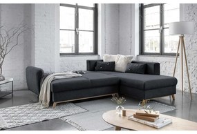 Tmavosivá rozkladacia rohová pohovka Miuform Scandic Lagom L, pravý roh