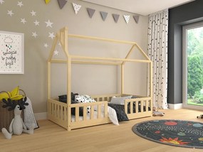 Detská posteľ domček Alfie 1 - 120 x 200 - prírodná borovica
