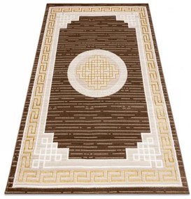 Moderný MEFE koberec 9096 vzor rámu, Grécky kľúč - Štrukturálny, dve vrstvy rúna béžová / hnedá Veľkosť: 120x170 cm