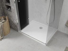 Mexen Lima, sprchový kút so skladacími dverami 80 (dvere) x 90 (stena) cm, 6mm šedé sklo, chrómový profil + slim sprchová vanička biela + chrómový sifón, 856-080-090-01-40-4010