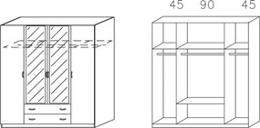Šatníková skriňa Case, 181 cm, dub sonoma