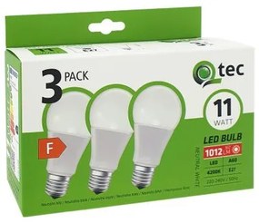 Žiarovka LED QTEC 11W A60 E27 4200K 3PACK