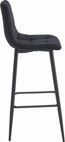 Barová stolička ARCETO zamatová čierna (čierne nohy)