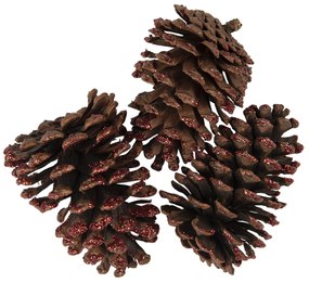 3 ks dekoratívnych hnedých šišiek - 8/10 cm