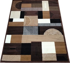 DY Hnedý koberec s geometrickým vzorom Alfa 18 Rozmer: 60x100 cm