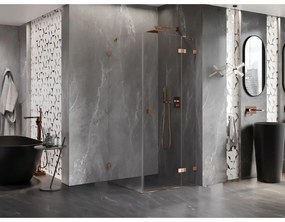 Mexen Lunar, 1-krídlový sprchový kút, pravý, 100 x 100 cm, 8mm číre sklo, ružové zlato profil, 834-100-100-60-00-P