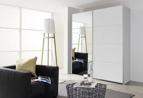 Šatníková skriňa Quadra, 181 cm, biela/zrkadlo