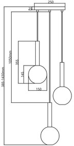 Luster na lanku NIKO 3xG9/9W/230V zlatá