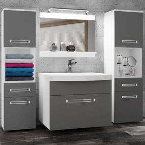 Kúpeľňový nábytok Belini Premium Full Version šedý mat + umývadlo + zrkadlo + LED osvetlenie Glamour 98