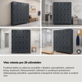 Skrinka s 20 priehradkami na nožičkách, antracitová, 1360x1720x450 mm: ROBERT