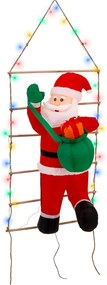 JU Nafukovací Santa na rebríku, 150 cm, 30 farebných LED, 1 biela LED, vonkajšie použitie