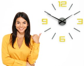 3D nalepovacie hodiny Reden sivo-žlté