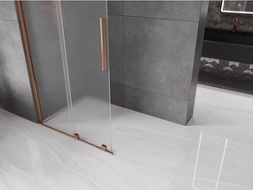 Mexen Velar, sprchová zástena s posuvnými dverami Walk-in 85 x 200 cm, 8mm sklo námraza, ružové zlato, 871-085-000-33-60