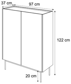 VYSOKÁ KOMODA LUCCA KAŠMÍR / DUB LINEA 97 cm