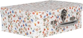 3ks biely papierový kufrík s kvetmi - 30*22*9/ 25*20*9/ 20*17*8 cm