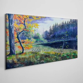 Obraz canvas Abstrakcie strom jazero