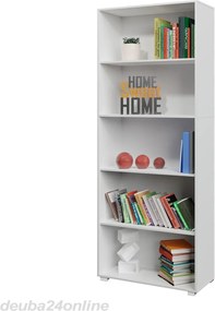 Knižnica 190 cm, biela - 5 priehradiek