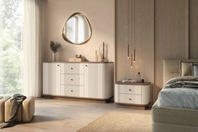 Komoda Vespera 160 cm na sokli - kašmírová / orech / čierna