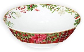 Bielo červená vianočná misa na šalát 23cm