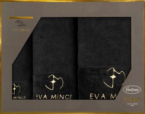 FROTÉ UTERÁK EVA MINGE GAJA SADA 1KS 30X50 CM, 1KS 50X90 CM, 1KS 70X140 CM ČIERNA