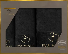 FROTÉ UTERÁK EVA MINGE GAJA SADA 1KS 30X50 CM, 1KS 50X90 CM, 1KS 70X140 CM ČIERNA