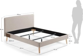 Béžová dvojlôžková posteľ Kave Home Lydia, 160 x 200 cm