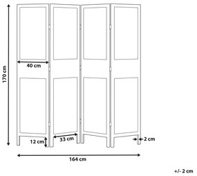 Drevený 4-dielny skladací paraván 170 x 164 cm svetlé drevo BRENNERBAD Beliani