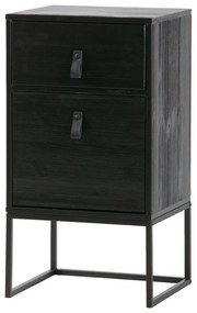 Čierny nočný stolík so zásuvkou a dvierkami WOOOD Zola