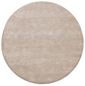Moderný okrúhly koberec v béžovej farbe