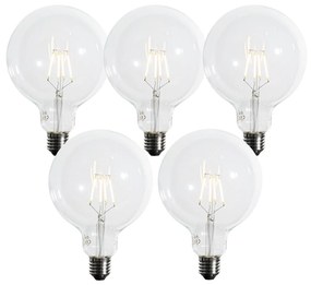 Sada 5 E27 3-stupňové stmievateľné LED špirálové vlákno G125 4W 450 lm 2700K