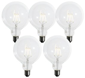 Sada 5 E27 3-stupňových stmievateľných LED žiaroviek so špirálovým vláknom G125 4W 450 lm 2700K