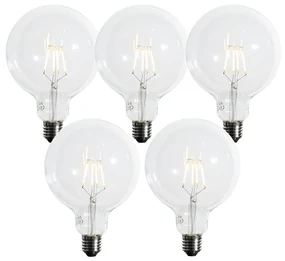 Sada 5 E27 3-stupňových stmievateľných LED žiaroviek so špirálovým vláknom G125 4W 450 lm 2700K