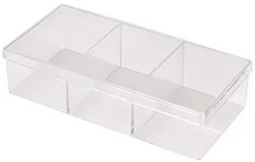 Organizér na drobnosti, 3 priehradky, s vekom, transparentný CURAPROX, 20 x 7 x 4