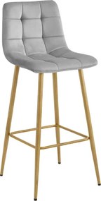 Barová stolička ARCETO zamatová, svetlosivá / hnedá
