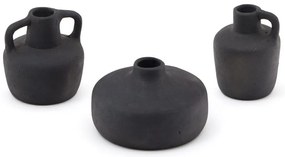 Čierne terakotové vázy v súprave 3 ks (výška 6 cm) Sofra – Kave Home