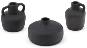 Čierne terakotové vázy v súprave 3 ks (výška 6 cm) Sofra – Kave Home