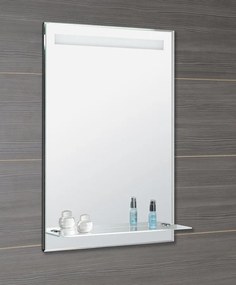 Aqualine Aqualine, LED podsvietené zrkadlo 60x80cm, sklenená polica, gombíkový vypínač, ATH53