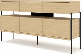 Komoda Puffin 154 cm 3D3S dub prírodný, lakovaná, kovové nožičky