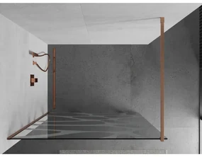Mexen Kioto, sprchová zástena Walk-In 70 x 200 cm, 8mm číre sklo biely vzor, medený matný profil, 800-070-101-65-97